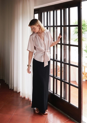 Casadia heavy sateen bluse Champagne Neo Noir 